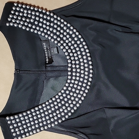 Connected Apparel Sleeveless Black Dress with Pearl Collar Size 8 EUC - Picture 2 of 10